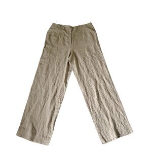 J. Jill Size 18T 100% Linen Straight-Leg Pants Brown Natural Neutral